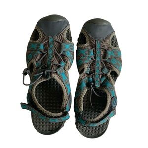 Gray & Teal Closed Toe Sandal Water Shoes With Heel Strap Women’s Size 8